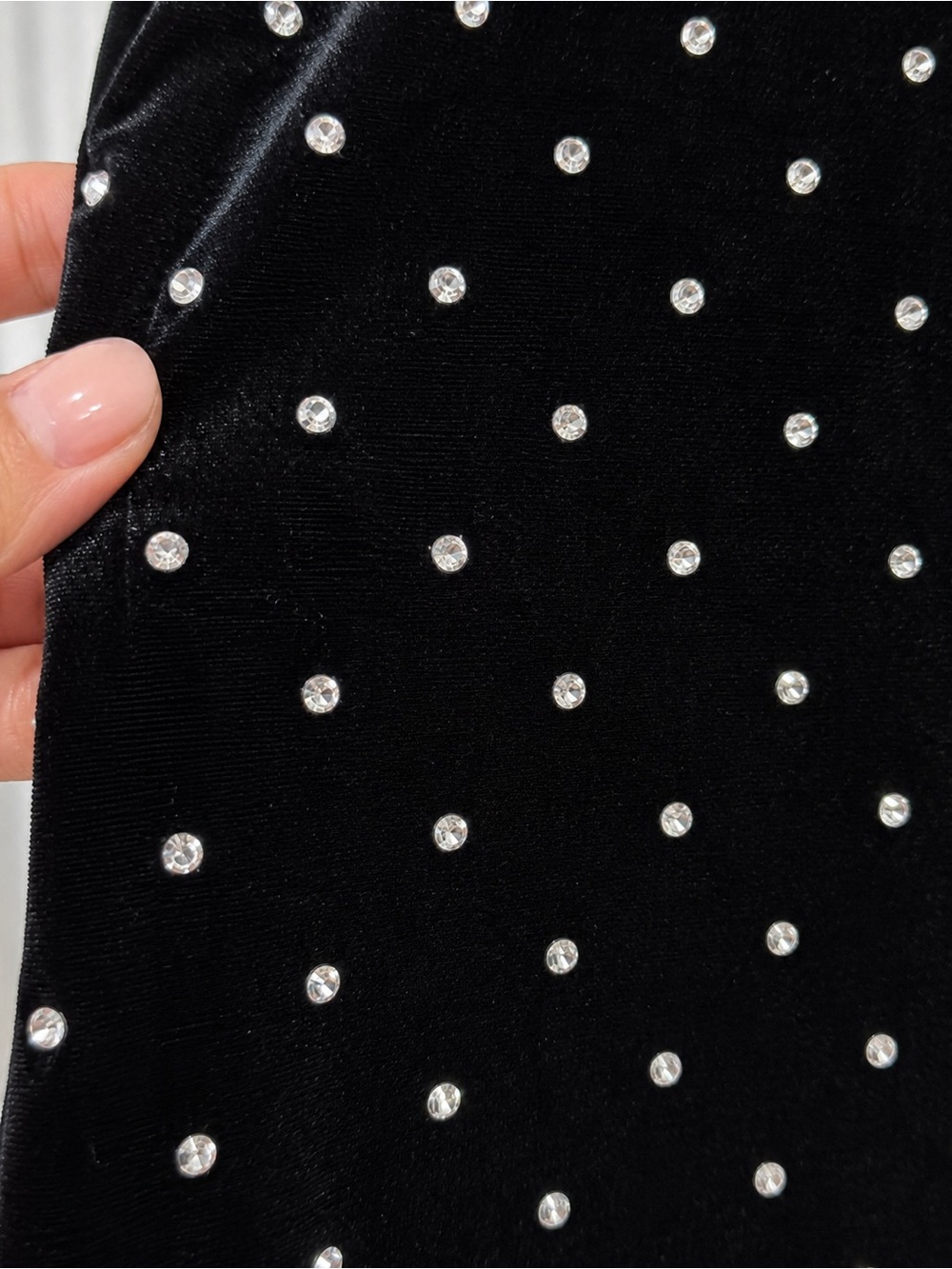 H&M Black Velvet Rhinestone Mini Dress Medium Open Back Bodycon Y2K Party - Picture 5 of 8